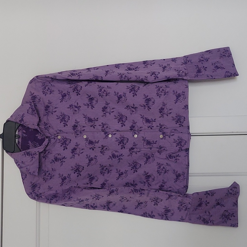T.M. Lewin Purple Floral Long Sleeve Shirt Women UK Size 10 Used
